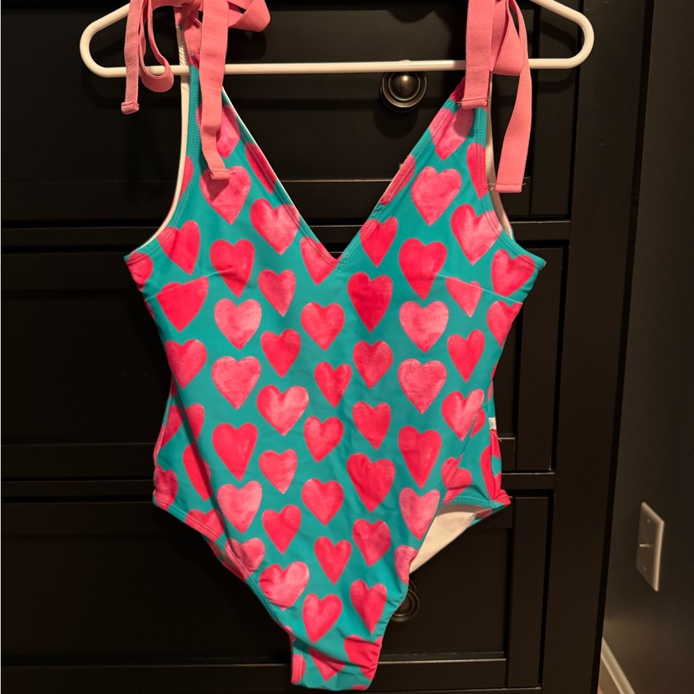 Posh Peanut Pink and Blue Heart One Piece Swimsuit